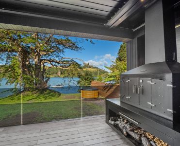 Engel Fires BBQ grill and fireplace on a outside balcony for outdoor entertainment